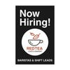 The insert only of the now hiring sign