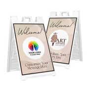 Welcome A-Frame Sign with Custom Message and Logo