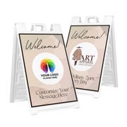 Welcome A-Frame Sign with Custom Message and Logo