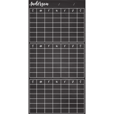 Customized 3-Month Calendar Chalkboard