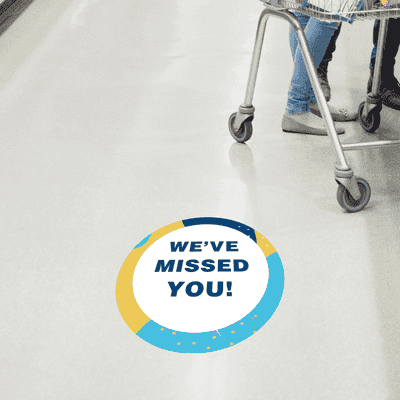We've Missed You Aqua Set Business Reopening Floor Decal - alternate view