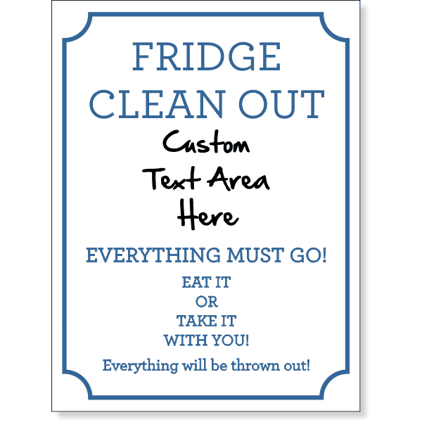 Fridge Clean Out 8" x 6" Dry Erase Sign