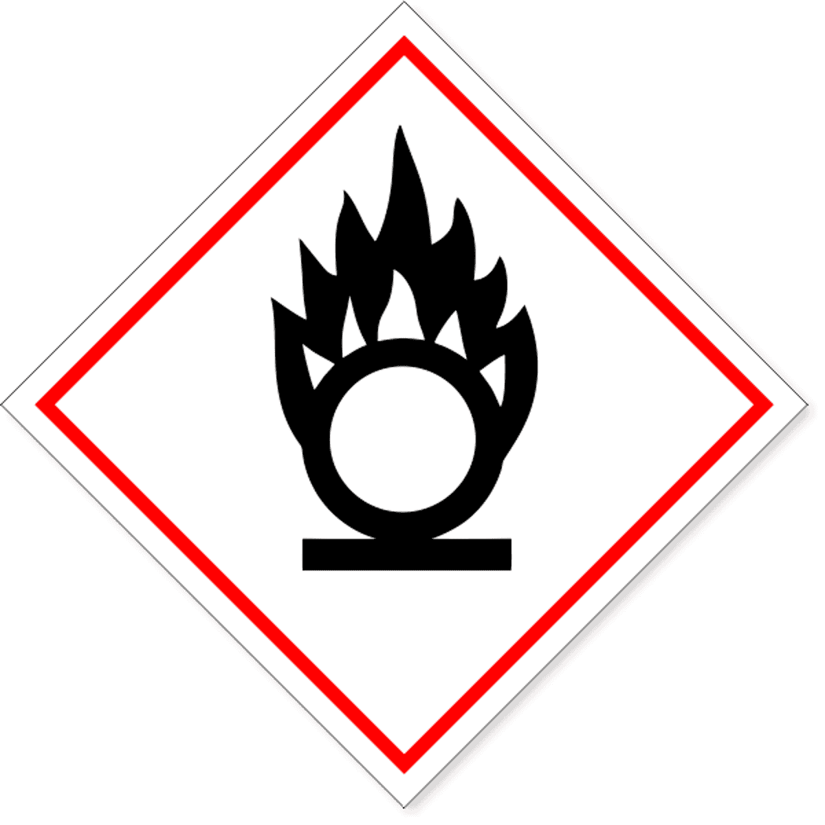 GHS Oxidizing Flame Over Circle Decal | 6" x 6"