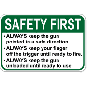 Gun Safety First 12" x 18" Aluminum Sign 