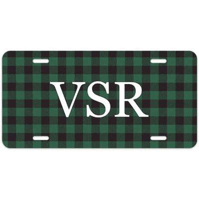Green Buffalo Plaid Monogram License Plate