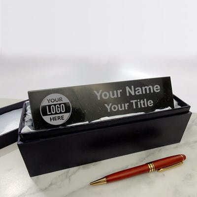 Engraved Black Marble 2" x 10" Desk Name Plate - alternate view