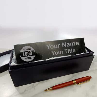 Engraved Black Marble 2" x 10" Desk Name Plate - alternate view