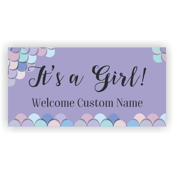 Mermaid 3" x 6" Baby Shower Banner 