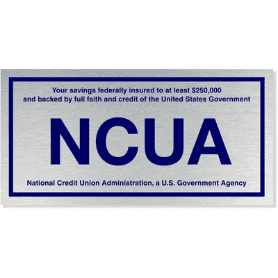 NCUA Blue / Silver Aluminum Wall Plate | 4" x 8"