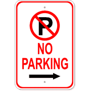 No Parking Right Arrow 18" x 12" Aluminum Parking Sign 