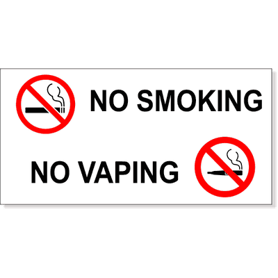 NO SMOKING NO VAPING with Symbols Vinyl Decal | 3" x 6"