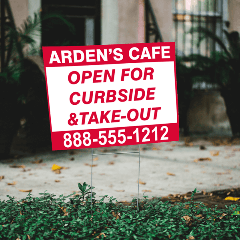 Custom Curbside and Takeout Yard Sign in Yard