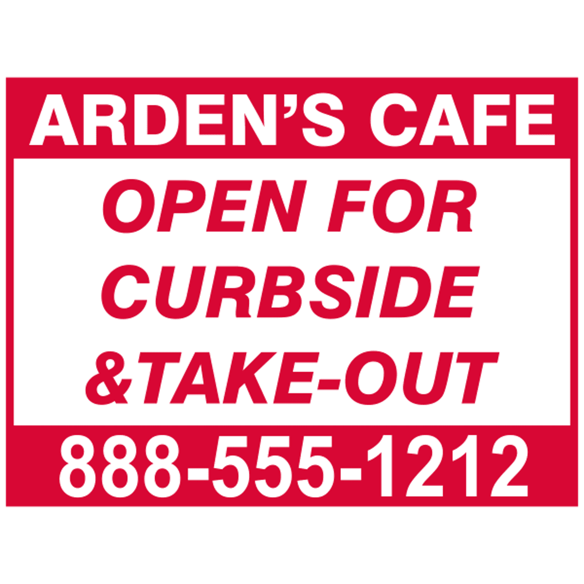 Custom Curbside and Takeout Yard Sign