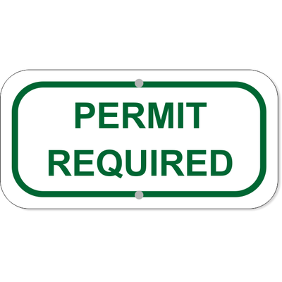 Permit Required Add-On Aluminum Sign Green | 6" x 12"