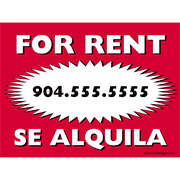 Bilingual Red For Rent Sign