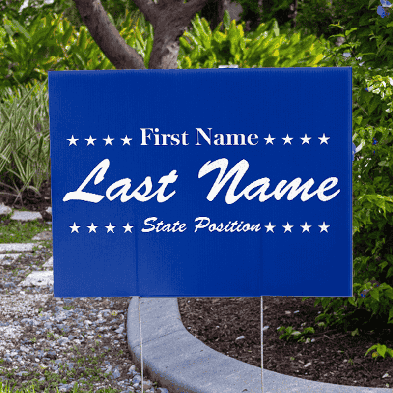 Script Stars Election Yard Sign Next to Pavement