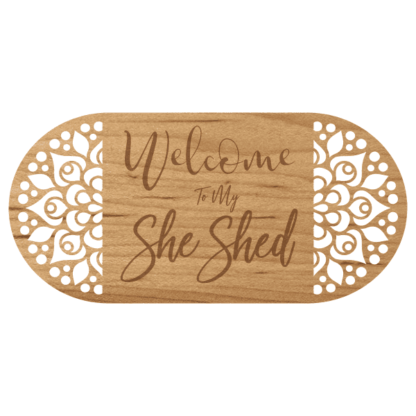 She Shed Fancy Vintage 6" x 12" Wooden Sign 