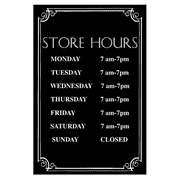 12" x 8" Store Hours Sign, Engraved w/ Decorative Border