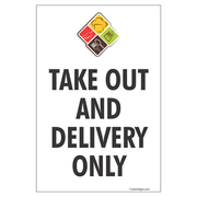 Take Out and Delivery 9" x 6" Logo Sign