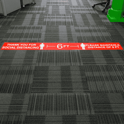 Thank you for Social Distancing 6 Ft Floor Decal - alternate view