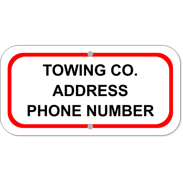 Tow Company Information 6" x 12" Aluminum Sign 