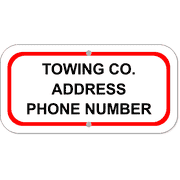 Tow Company Information 6" x 12" Aluminum Sign