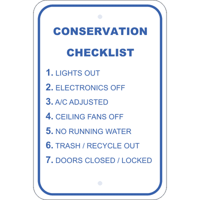 Vertical Conserve Before Leaving Checklist Sign