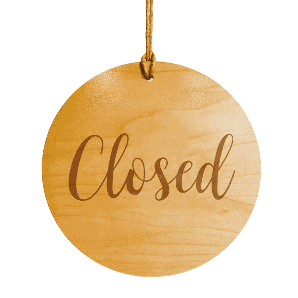 Elegant Script Wood Engraved Open Sign