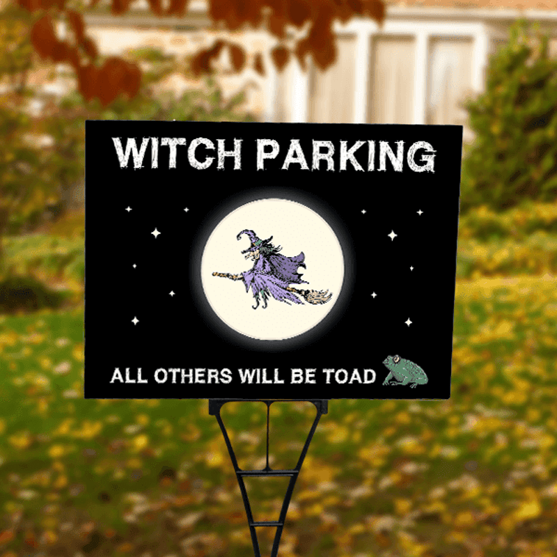 Witch Parking Halloween Yard Sign Lifestyle