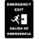 Bilingual Engraved 6" x 8" Emergency Exit Sign