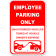 Employee Parking Only Tow 18" x 12" Aluminum Sign