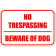 No Trespassing Beware of Dog 12" x 18" Aluminum Sign