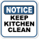 Notice Keep Kitchen Clean 12" x 12" Aluminum Sign 