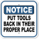 Notice Put Tools Back 12" x 12" Aluminum Sign 