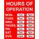 Hours of Operation Plastic Sign