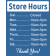 Store Hours Plastic Sign