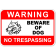 Warning No Trespassing Beware Dog 12" x 18" Aluminum Sign 