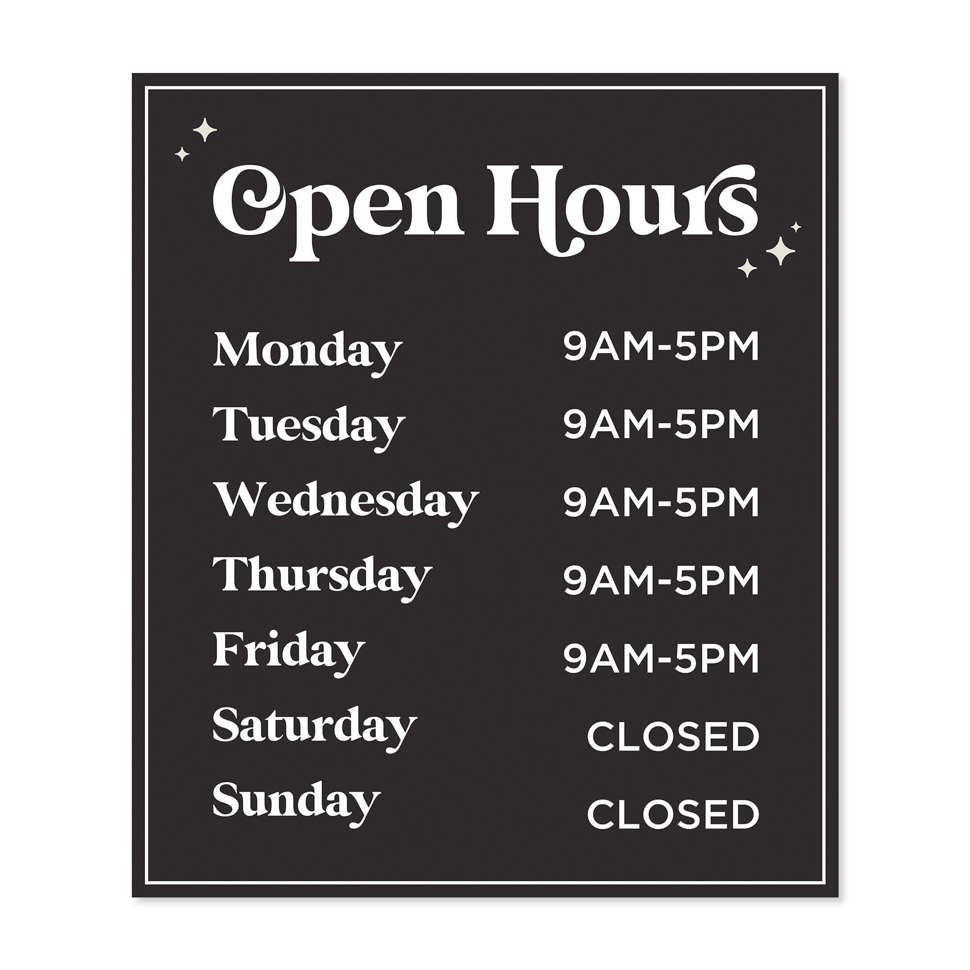 Business Hours Sign - Glamour Design
