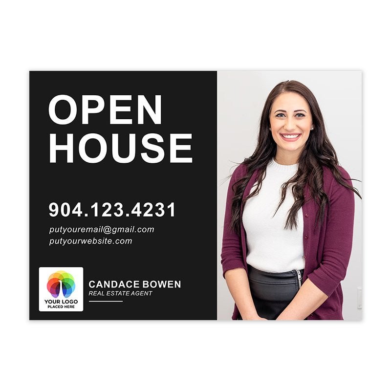 Open House Realtor Yard Sign with Agent Photo