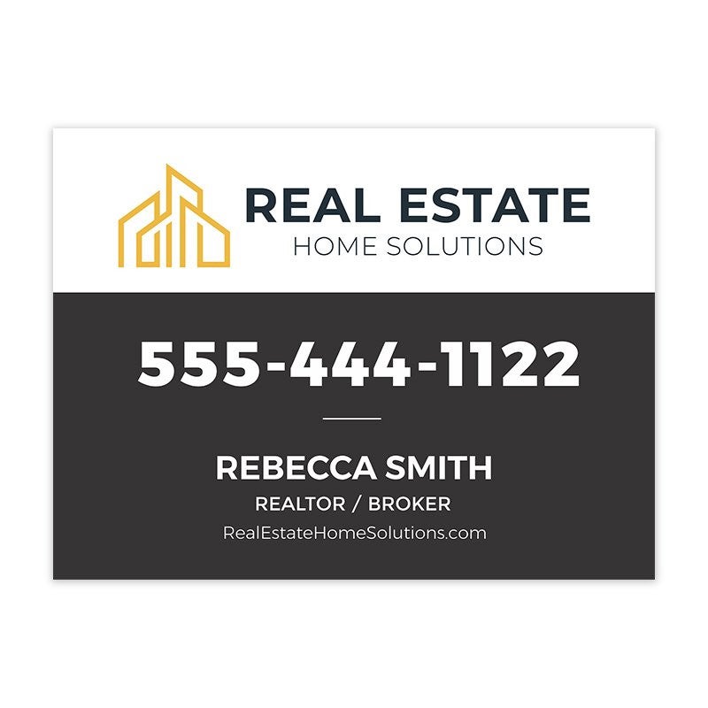 Promote your real estate company with our customizable real estate yard sign. Add your name, logo, and contact information. Perfect for realtors. Shop Now!