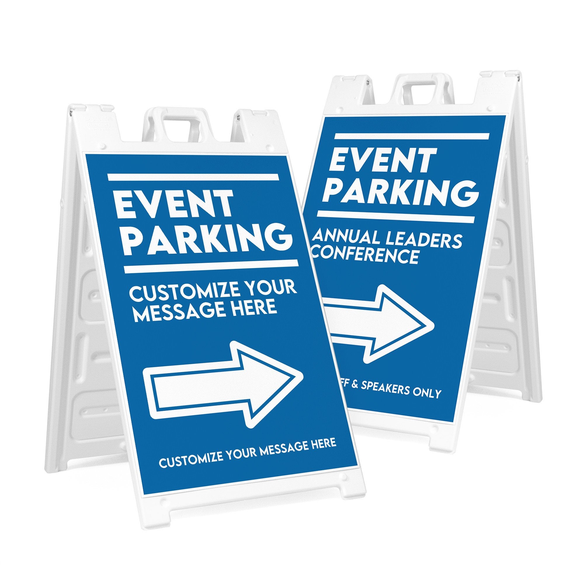 Event parking sandwich board signs with two lines of custom text