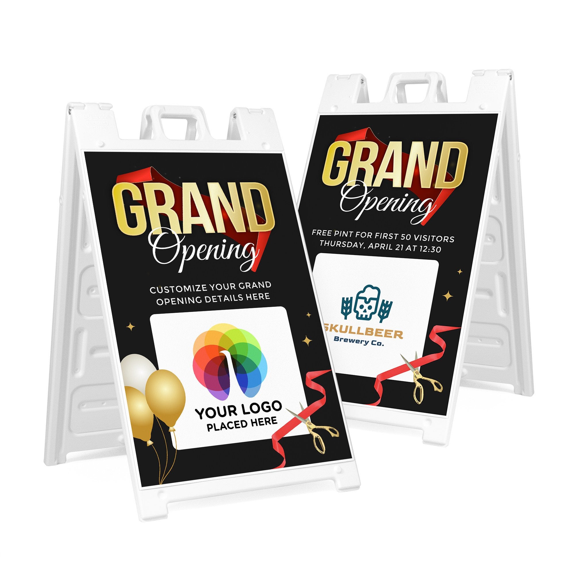 Grand Opening Sandwich Board Sign with Custom Logo