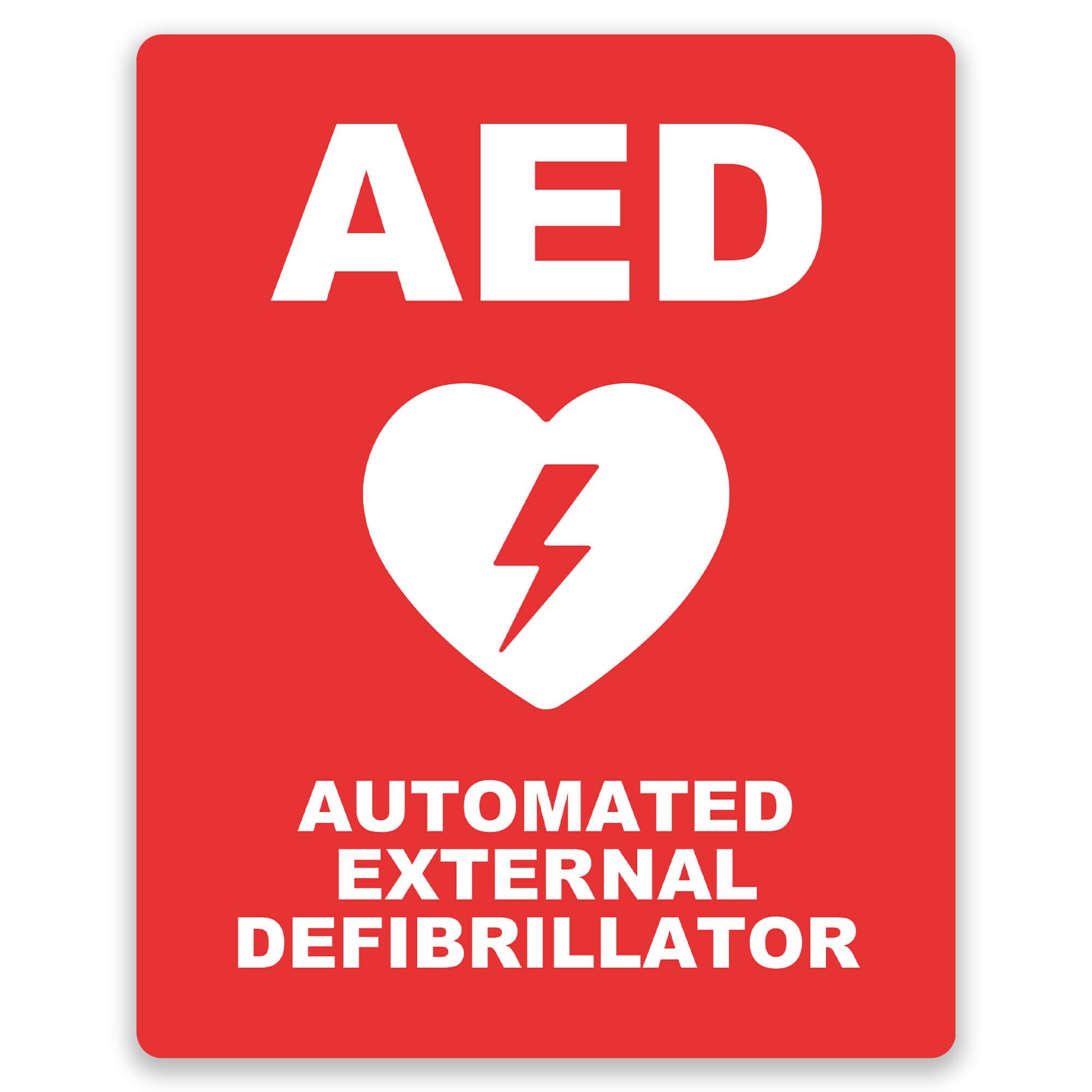 AED Wall Sign with Symbol - Red Design