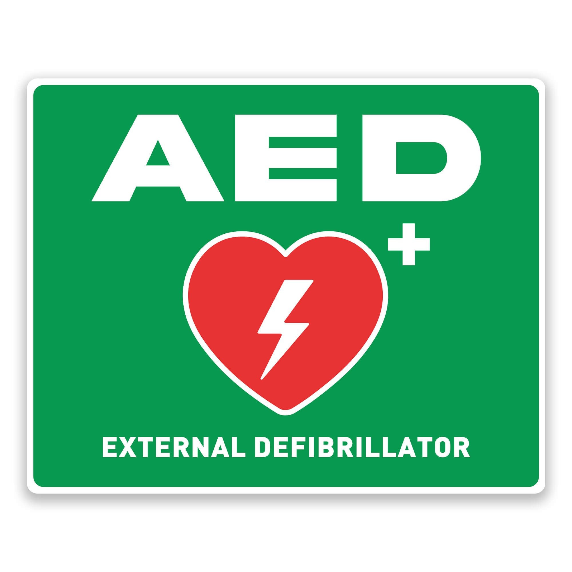 AED Wall Sign with Symbol - Green Design