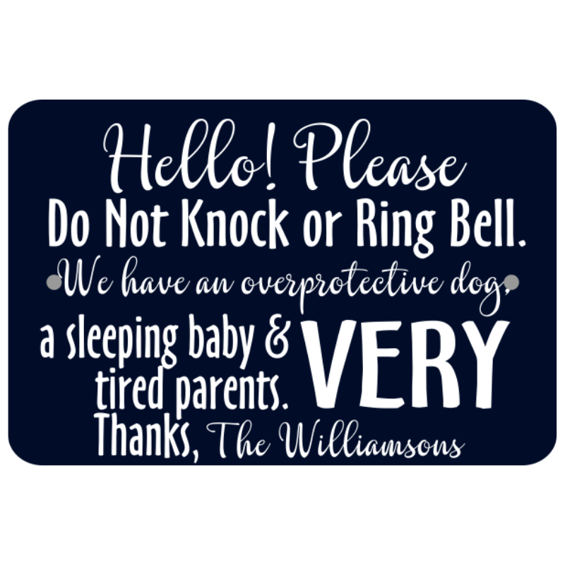 Do Not Knock Sign for No Soliciting