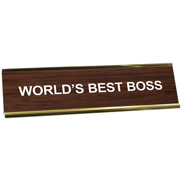 World's Best Boss Engraved Plastic Funny Desk Plate with Aluminum Holder