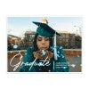 Custom graduation yard sign with a full sized photo and white text on top