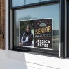 Modern Design Senior Graduation Yard Sign displayed in a window