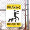 Illustrated Beware of Dog Vertical Sign Lifestyle Photo Outside