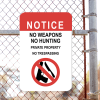 Mounted Vertical No Weapons or Hunting Sign